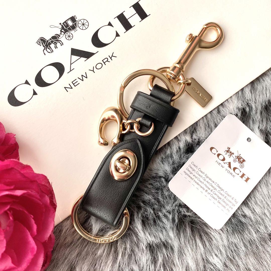 新品☆COACH コーチ メンズ ブラック トリガースナップ キーリング