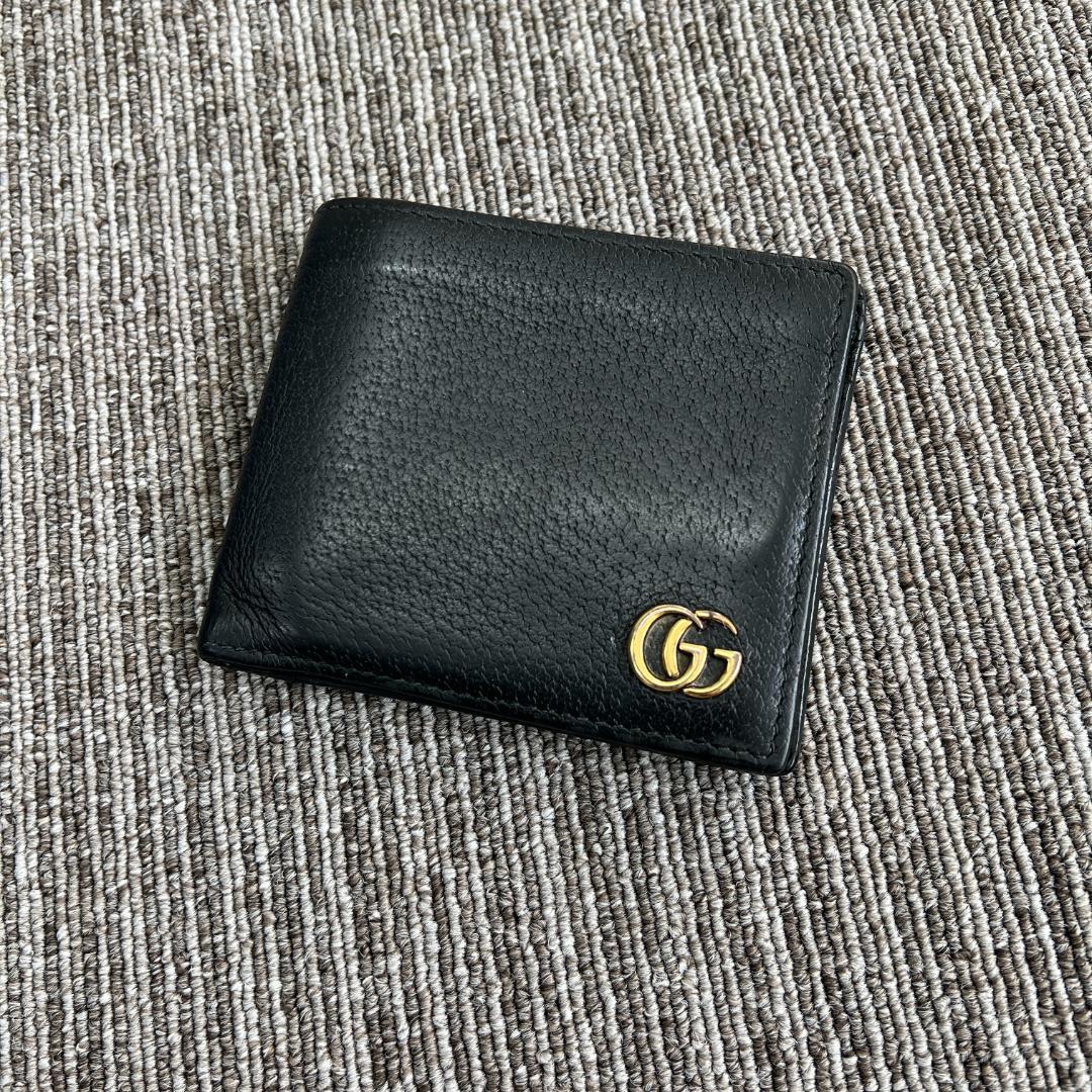 GUCCI グッチ GG マーモント 折り財布 ブラック