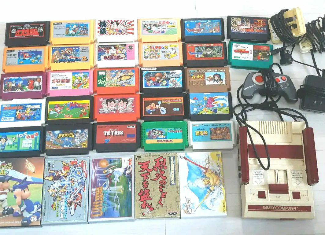 起動確認済 ファミコン 本体 ソフト32本 コントローラー アダプタ まとめ売り
