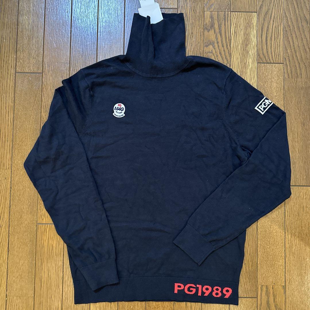 パーリーゲイツ カシミヤタッチ タートルネックニット XL ネイビー