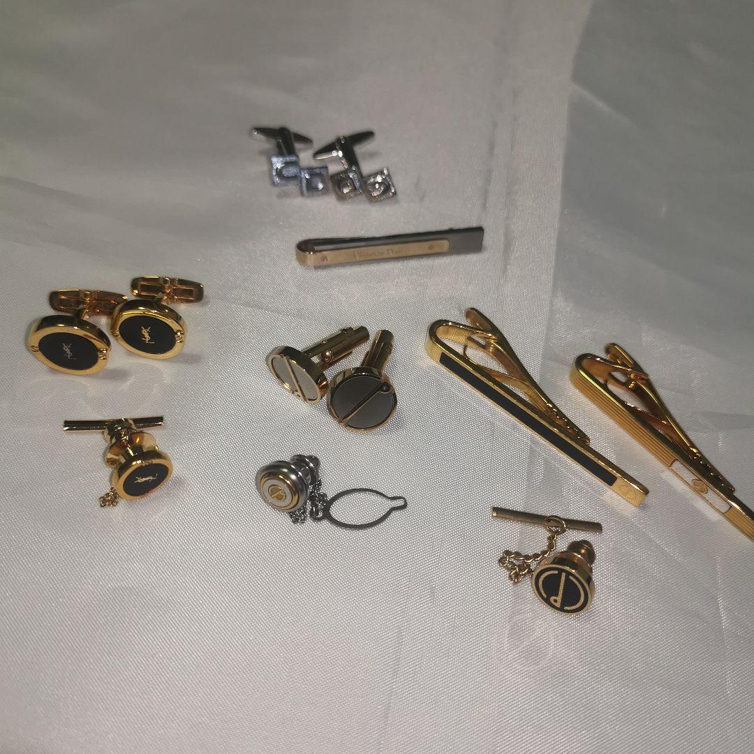10超美品 ディオール ダンヒル イヴサンローラン タイピン カフス 大量セット