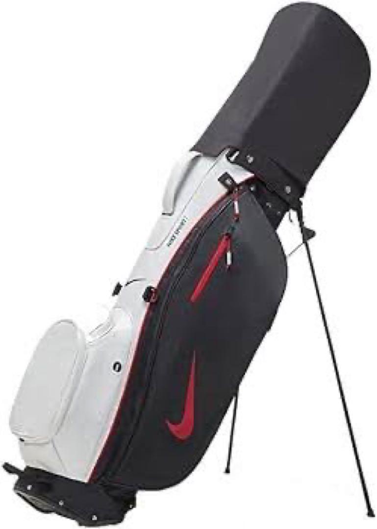 スタンド付 キャディバッグ フード付 ブラックレッドNIKE 軽量 ナイキ 赤黒