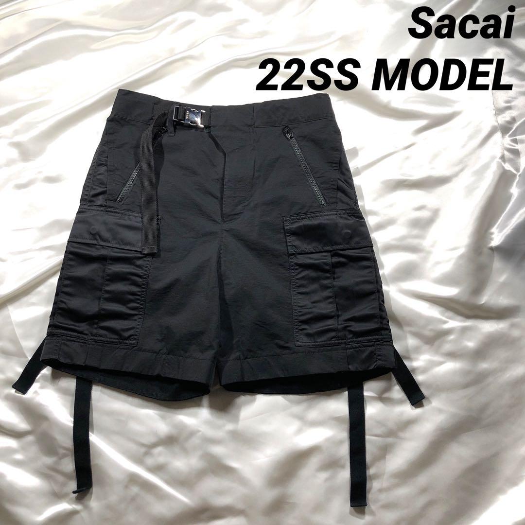 希少 22SS Sacai サカイ ナイロン カーゴ ショートパンツ 1 黒