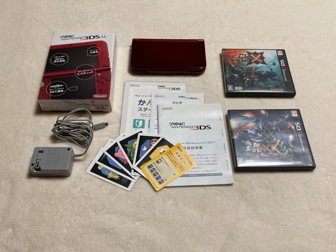 Newニンテンドー3DSLL本体メタリックレッド MH X,MH XX付