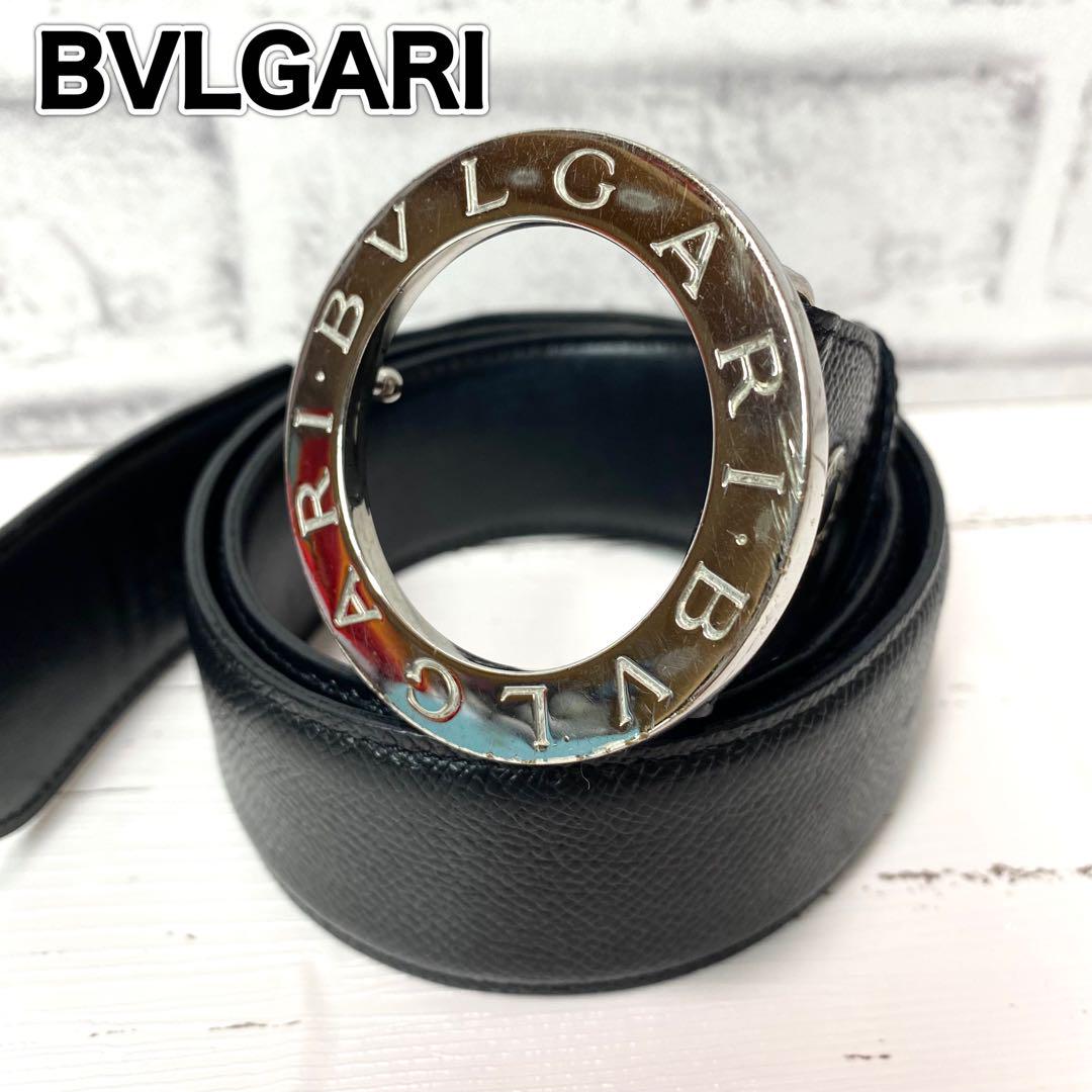BVLGARI ベルト バックル ロゴマニア サークルロゴ ブラック
