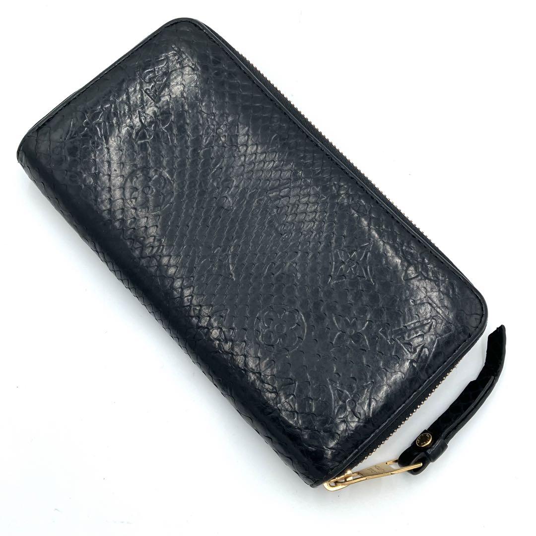 【美品】ルイヴィトン 長財布 パイソン モノグラム ブラック メンズ