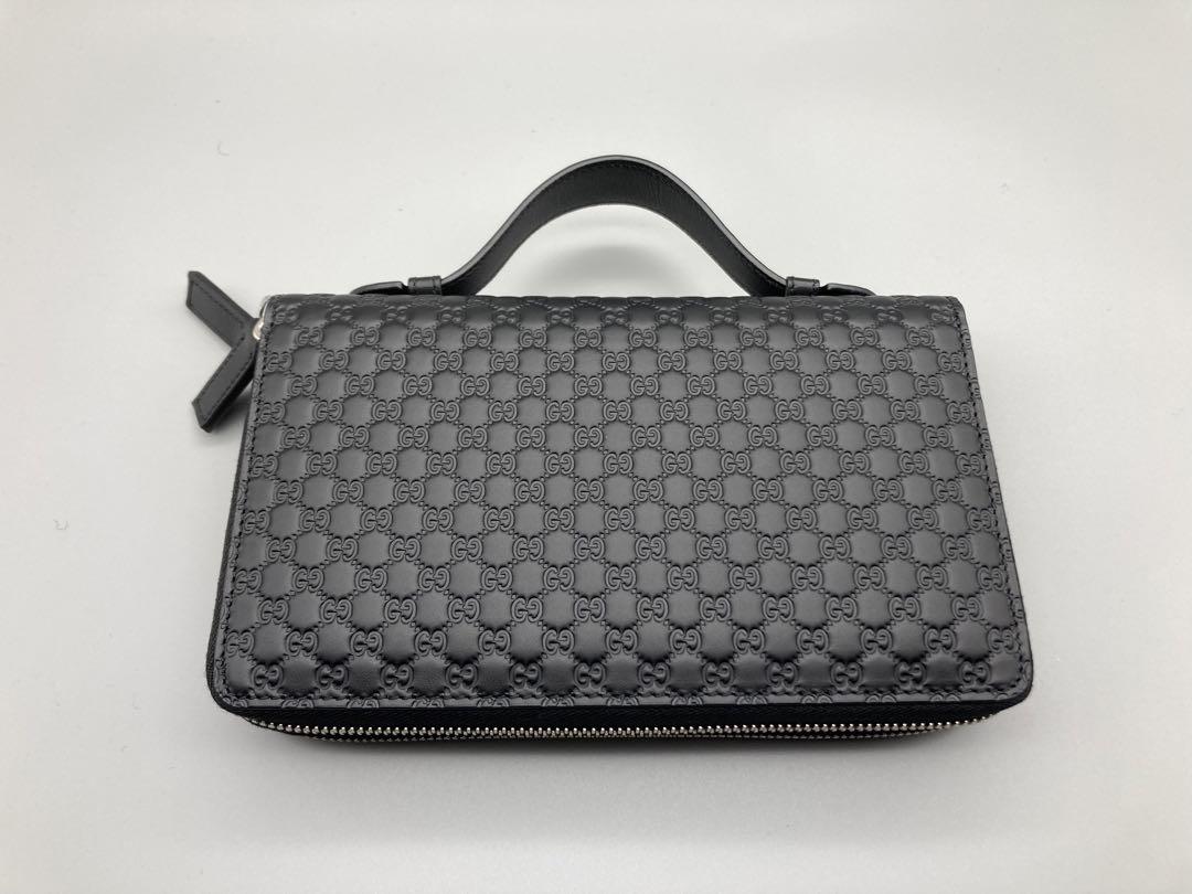 Gucci グッチ Wジップオーガナイザー マイクログッチ シマレザー